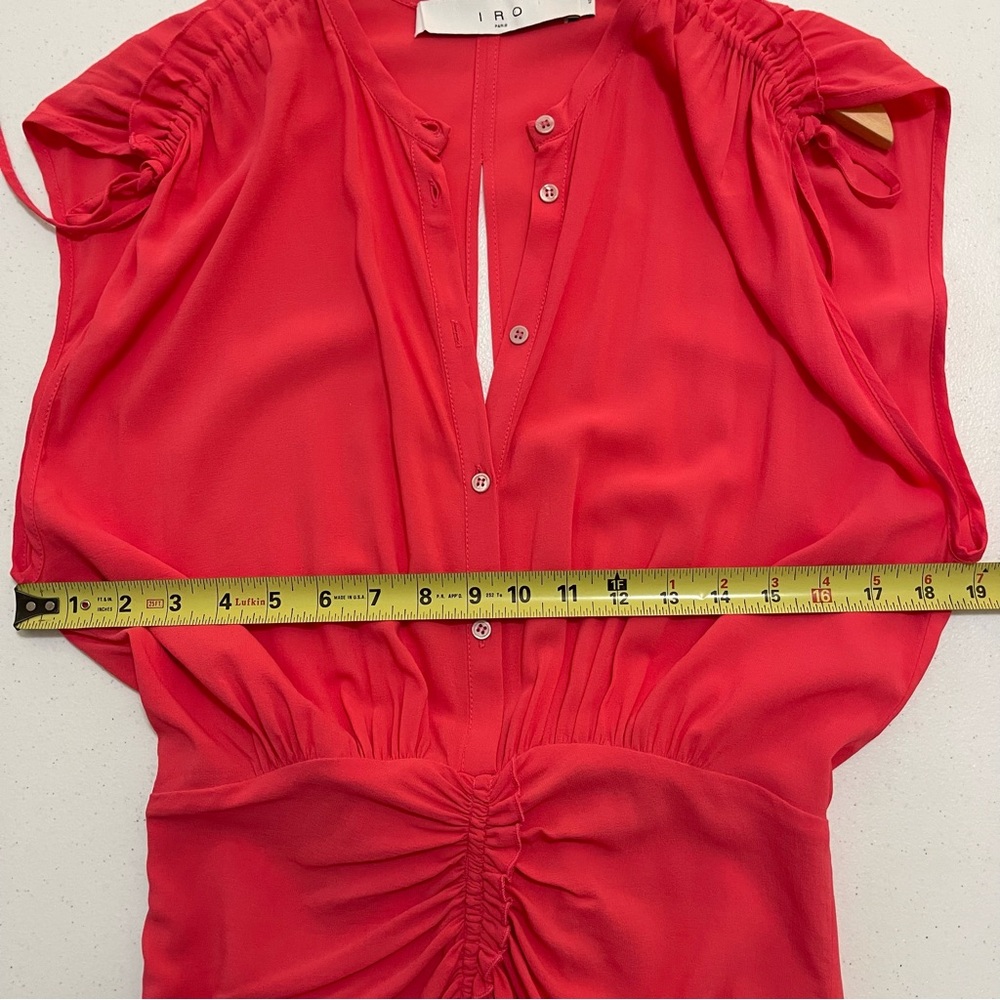 IRO Nima Sleeveless Ruched Hot Coral Dress 40 US 8 - Picture 10 of 16
